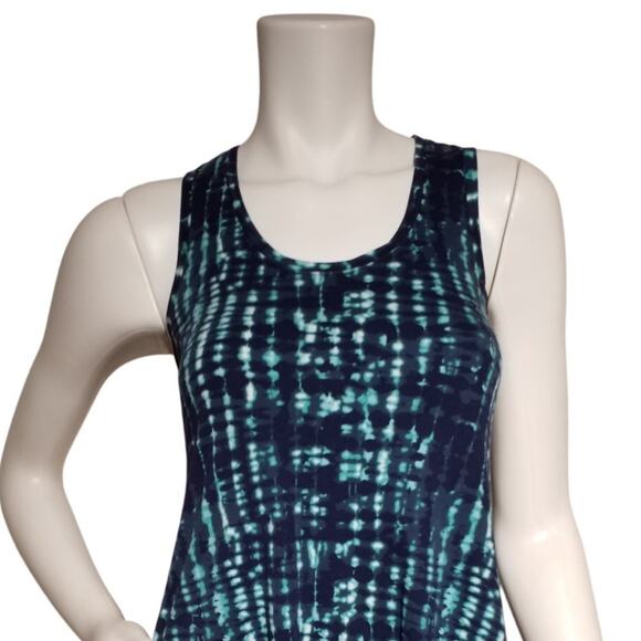 H Halston Studio XS Blue Tie Dye Sleeveless Maxi Dress 100% Cotton - Picture 2 of 8